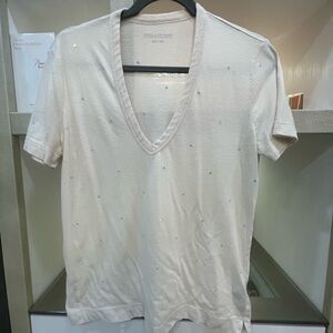 Zadig & Voltaire Cream Short Sleeve V-Neck Tee Size Medium